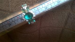 Teal Stone Lady's Silver & Stone Ring 925 Silver 4g Size:7